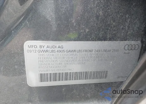 2013 Audi A4 2.0T Premium from USA, damaged, VIN WAUFFAFL4DN022962